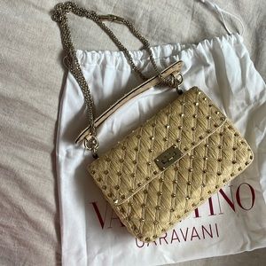 Valentino Rockstud Raffia bag